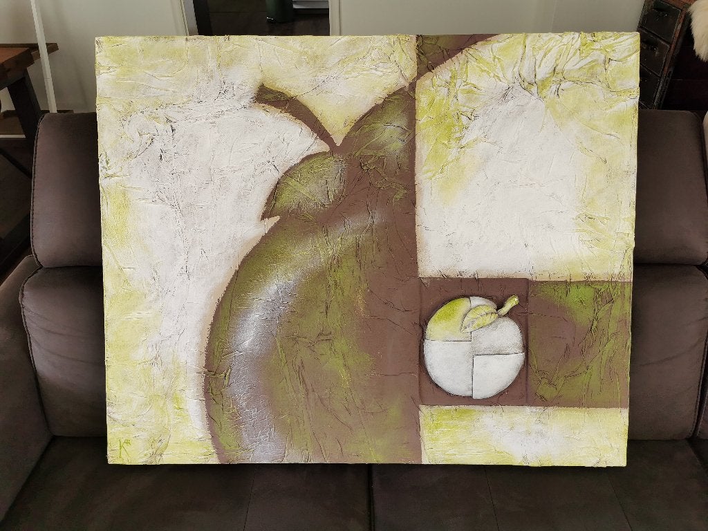Groot schilderij (appel) 100 cm breed. 80 Cm hoog., Ophalen