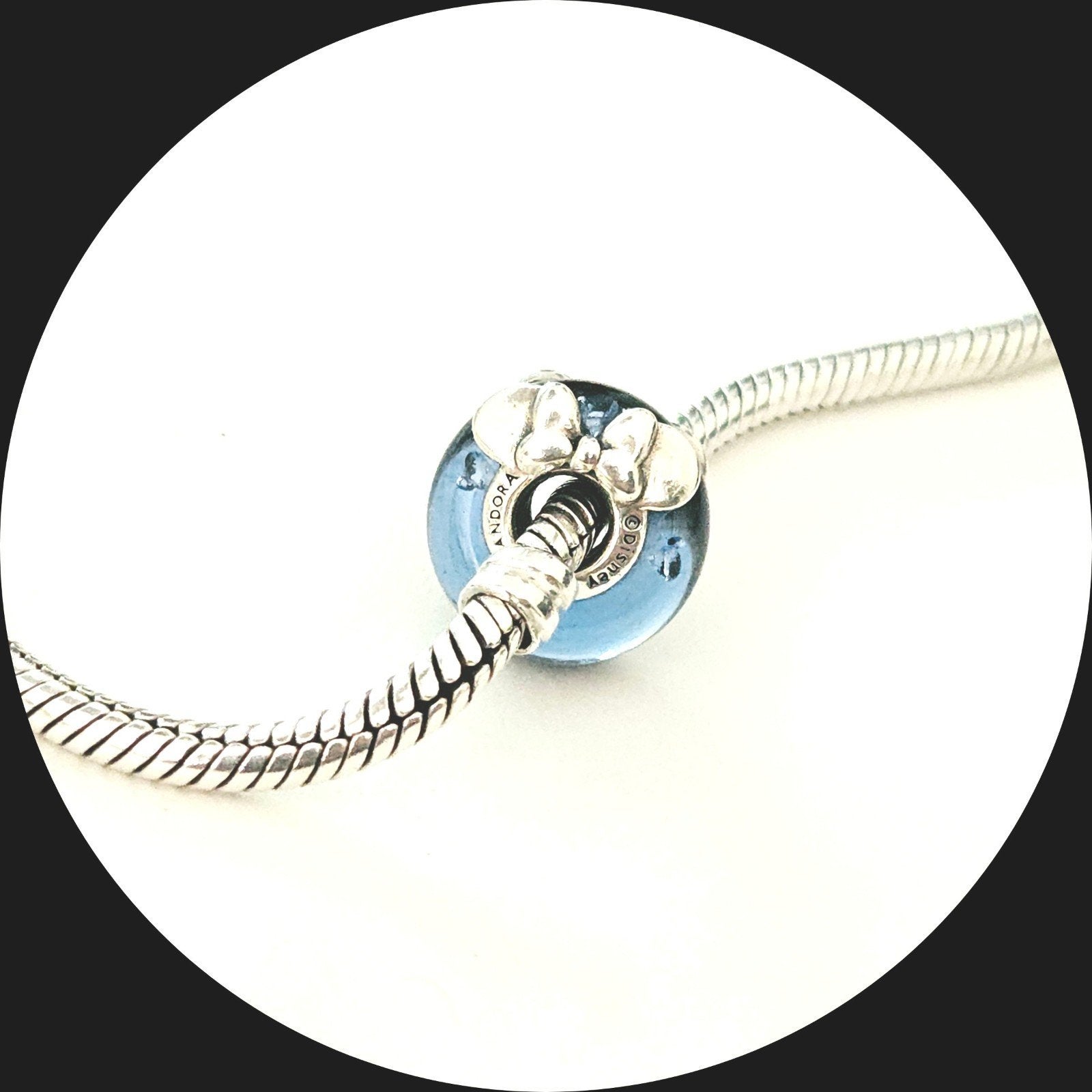 Pandora Disney Mickey Minnie Mouse 792958C01 / blauw murano, Glas of Kristal, Pandora, Ophalen of Verzenden, Zo goed als nieuw