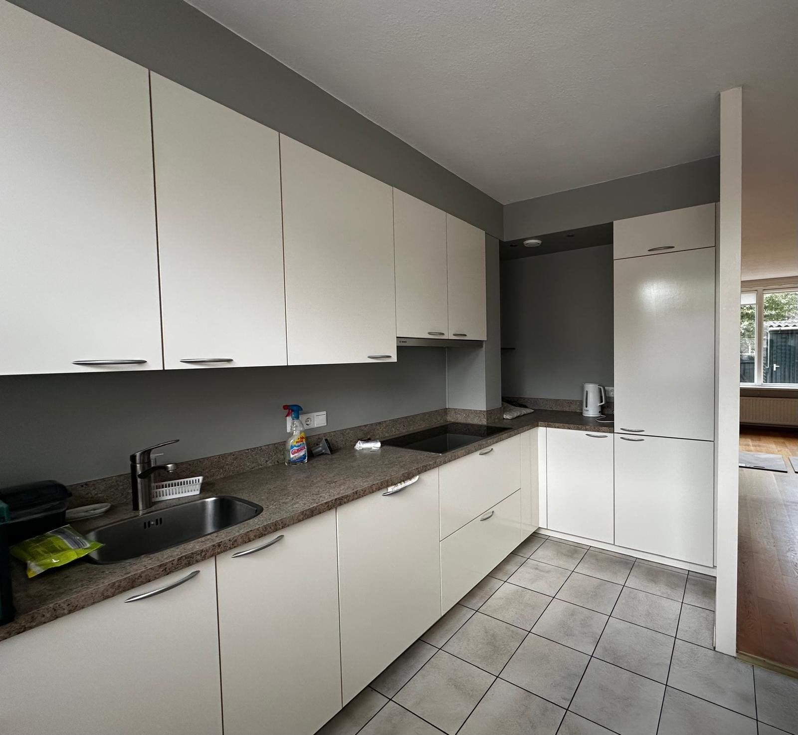 Complete keuken 384x180 cm incl. Bosch apparatuur, Ophalen, Gebruikt, Wit, Hoekkeuken