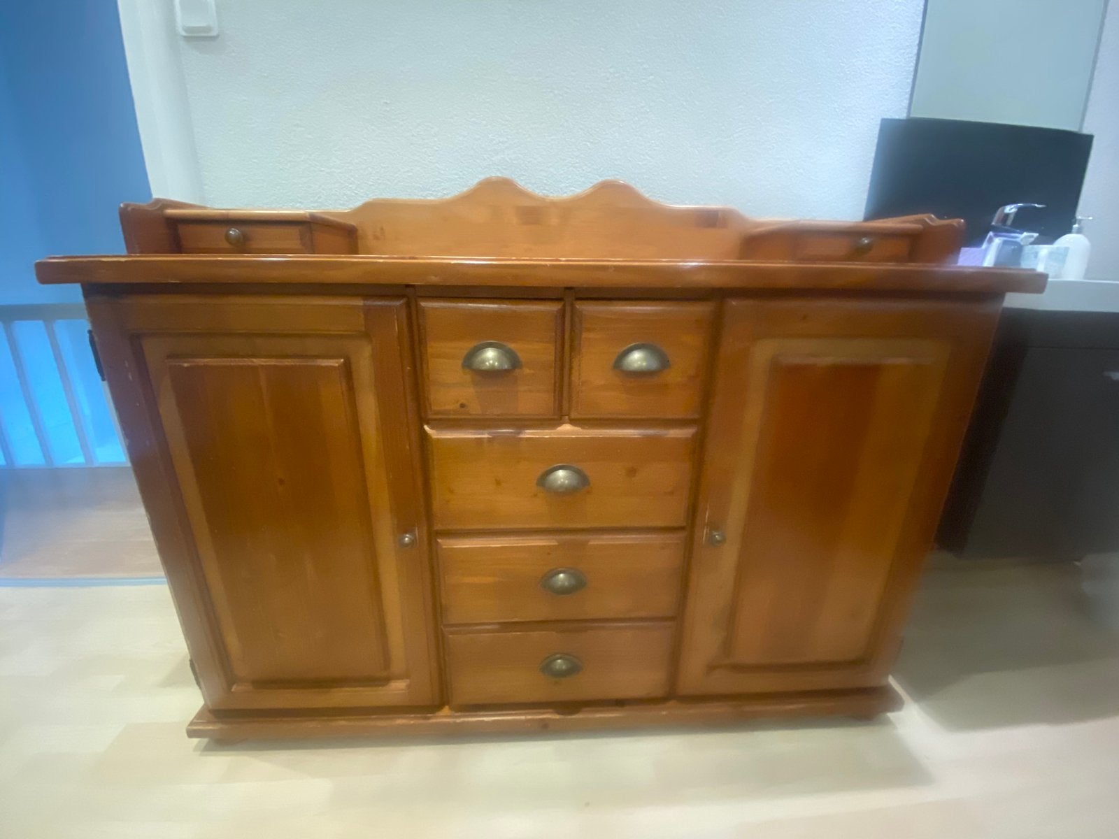 Retro dressoir/ commode opknapper teab, Huis en Inrichting, Ophalen, Gebruikt, 100 tot 150 cm, Grenenhout