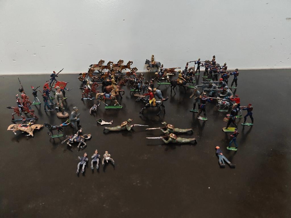 65 metalen soldaatjes, begin vorige eeuw, Gebruikt, Onbekend, Overige metalen, Ophalen of Verzenden