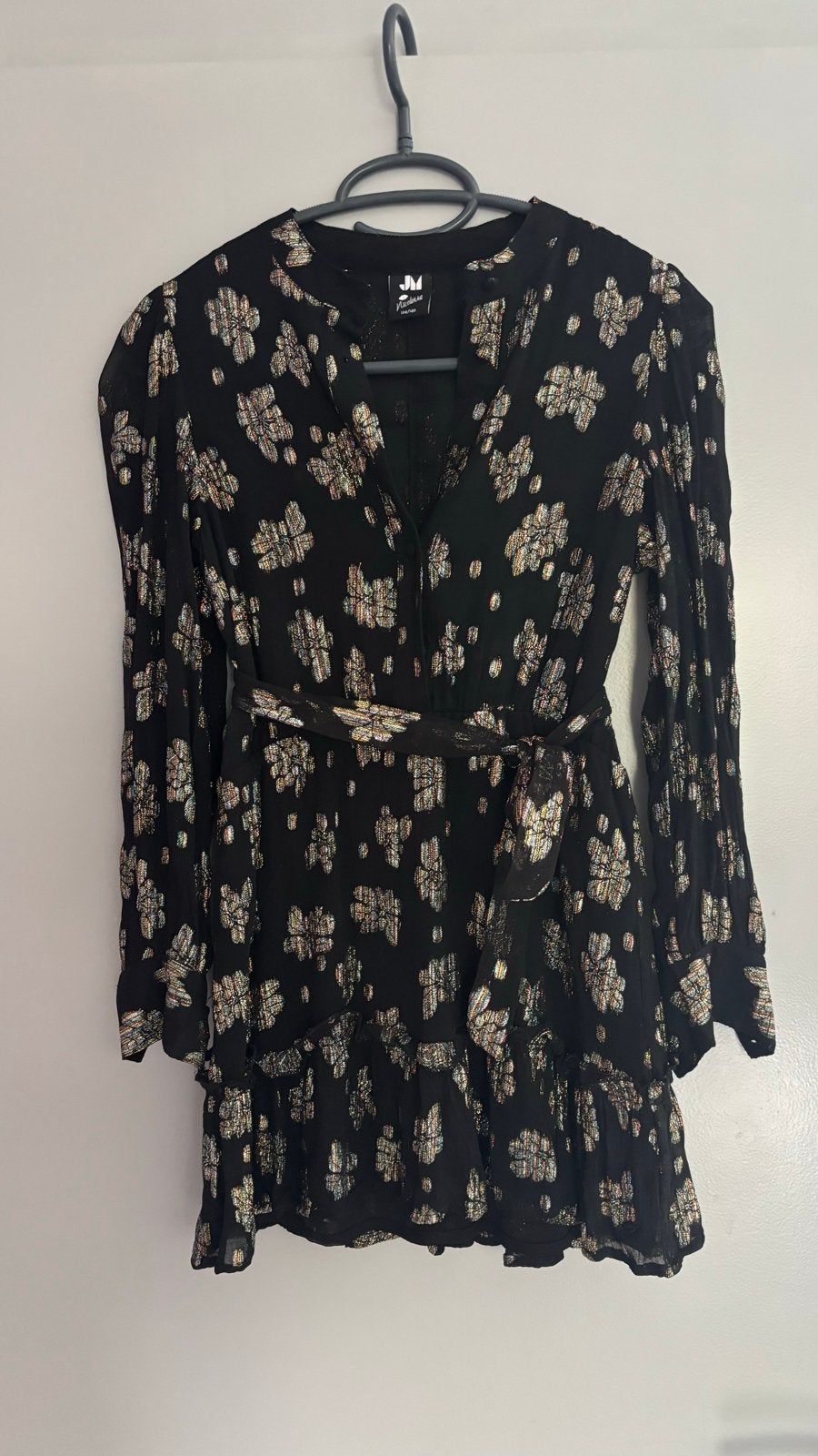 Nicolette Lurex Jurk Zwart Maat 134/140, Ophalen of Verzenden, Zo goed als nieuw, Meisje, Jurk of Rok