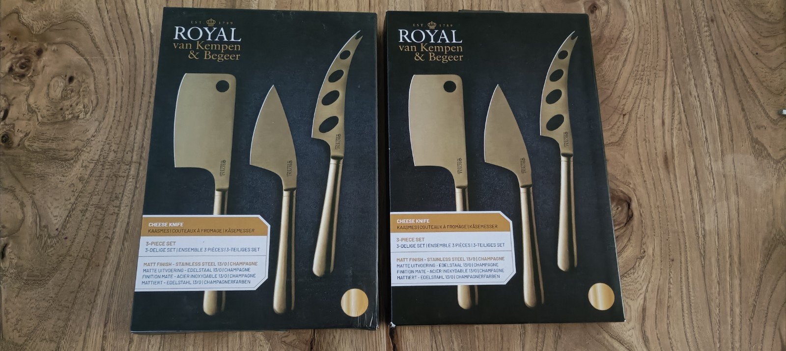 2 x Royal van Kempen & Begeer Kaasmessenset - 3-delig, Huis en Inrichting, Keuken | Bestek, Royal Van Kempen & Begeer, Los bestek