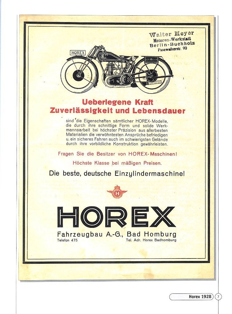 Horex Prospekte 1921-60, Verzenden, Nieuw, Johann Kleine Vennekate, Merk of Model