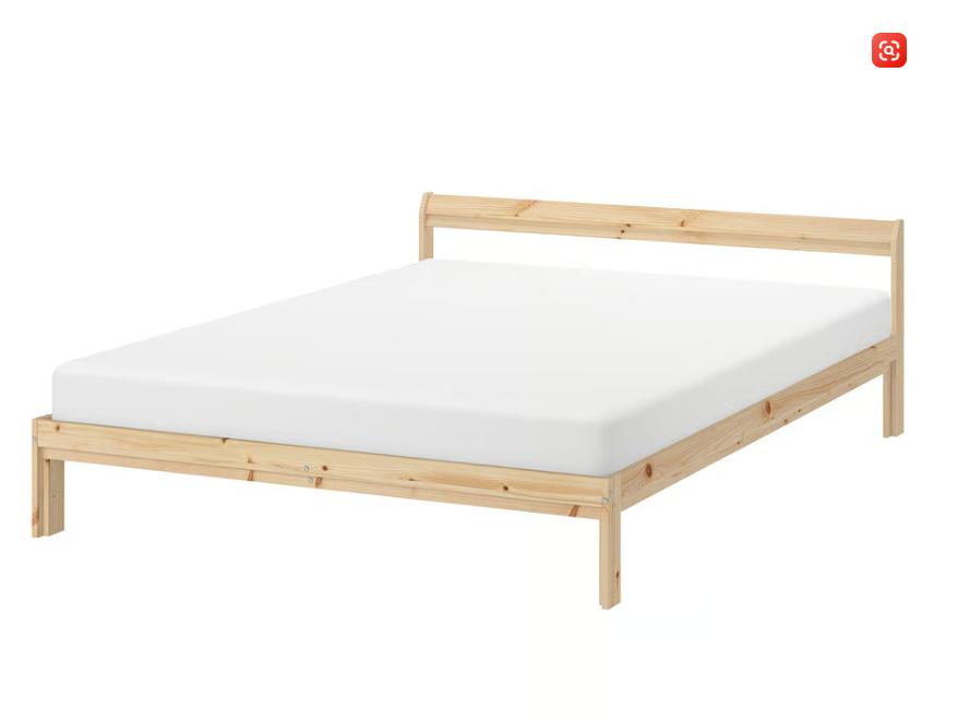 IKEA bed NEIDEN bedfram 140x200 incl lattenbodems, Ophalen, Gebruikt, ., Beige