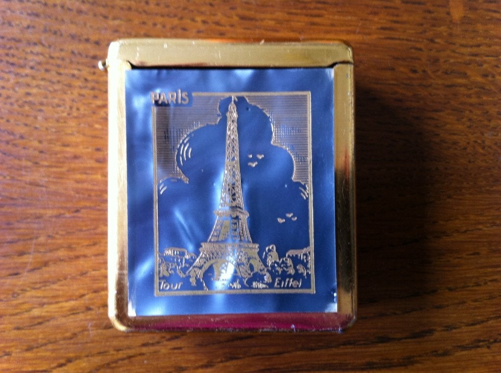 Antiek Metalen/Koper Doosje met Deksel Paris Eiffel uit 1956, Ophalen of Verzenden