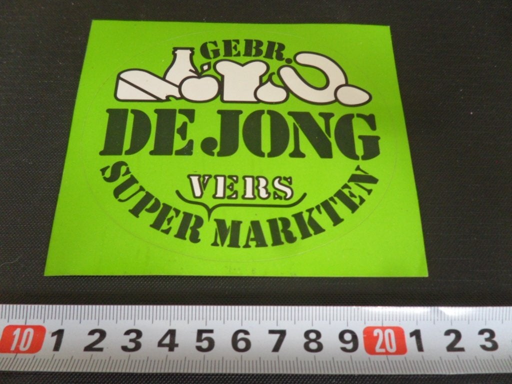 sticker supermarkt GEBR DE JONG vers supermarkten *, Ophalen of Verzenden, Zo goed als nieuw