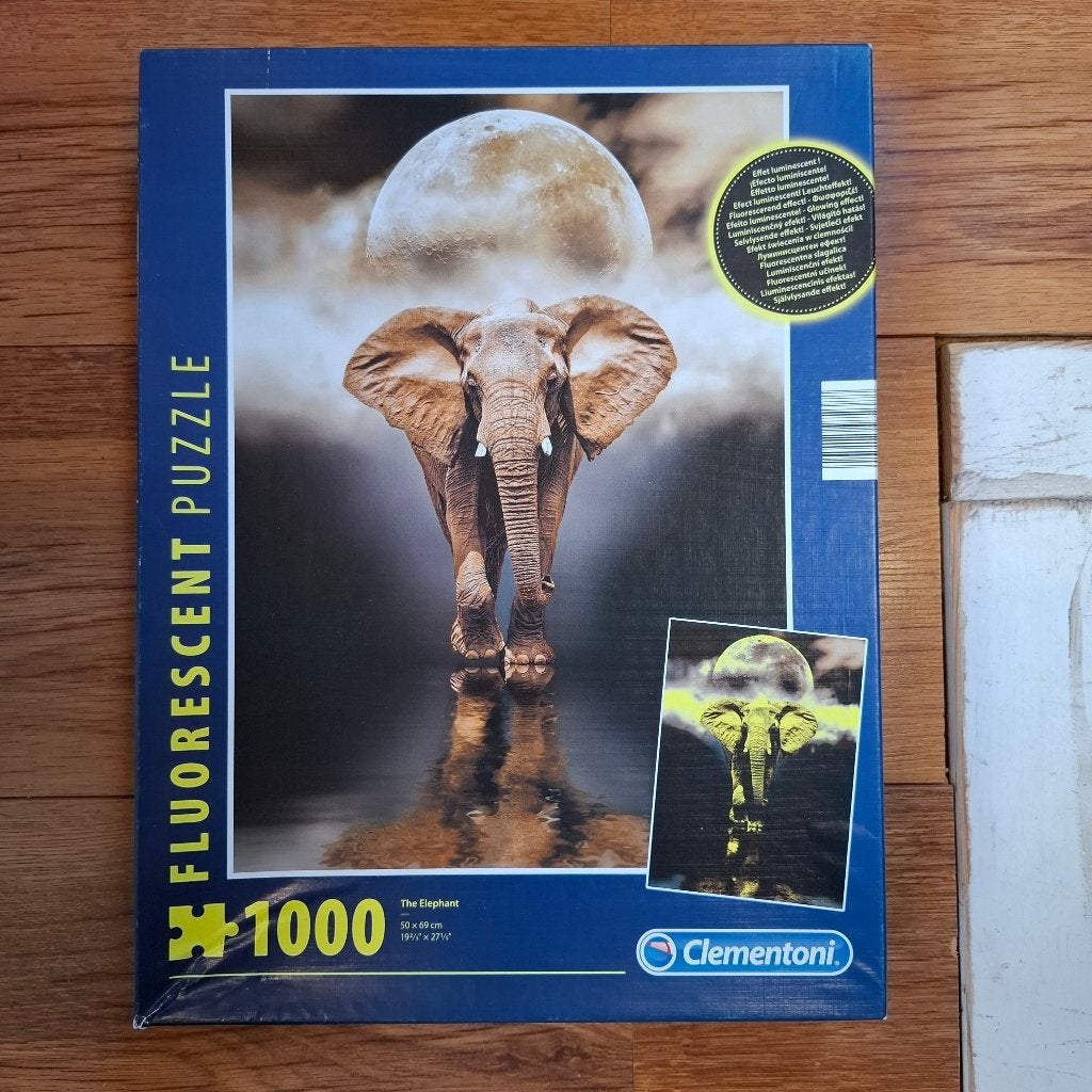 Clementoni fluorescent puzzel The Elephant 1000 st, Ophalen, 500 t/m 1500 stukjes, Zo goed als nieuw