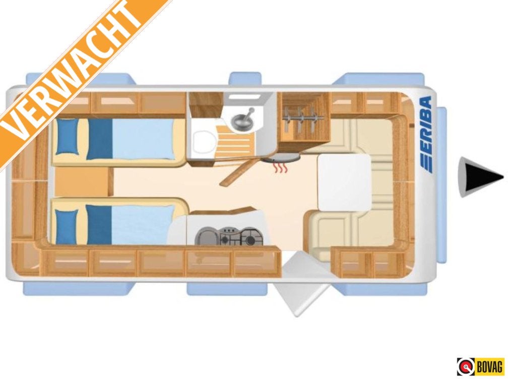 ERIBA Nova GL 495 2019 | Enkele bedden | Mover | Luifel, Bedrijf, 5 tot 6 meter, Eriba, 1250 - 1500 kg