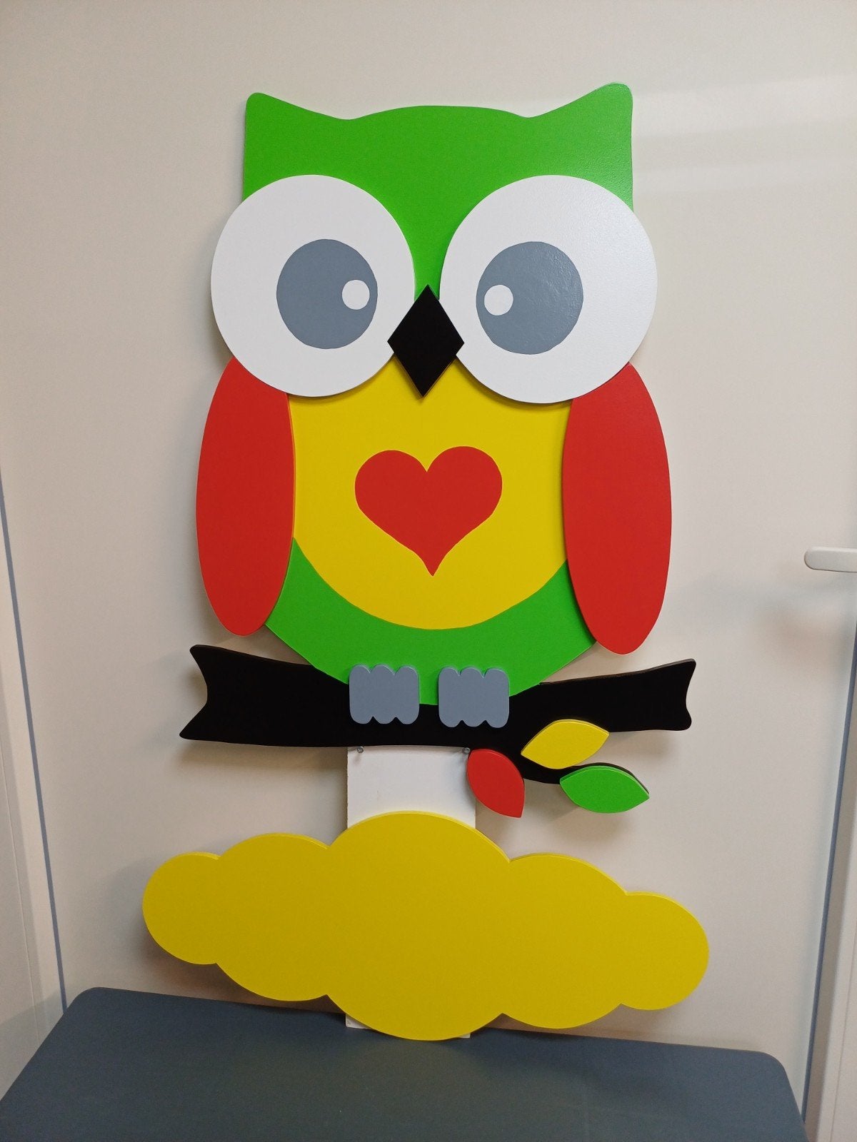 Geboortebord uil inclusief naambord en paal, Ophalen, Nieuw, Geboortebord