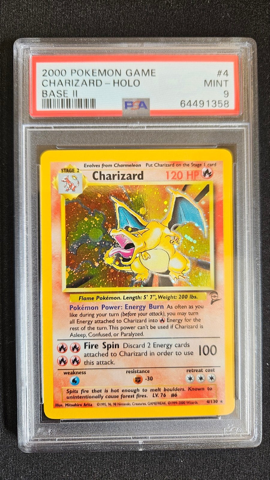 Charizard holo base set 2 psa 9, Ophalen of Verzenden, Zo goed als nieuw