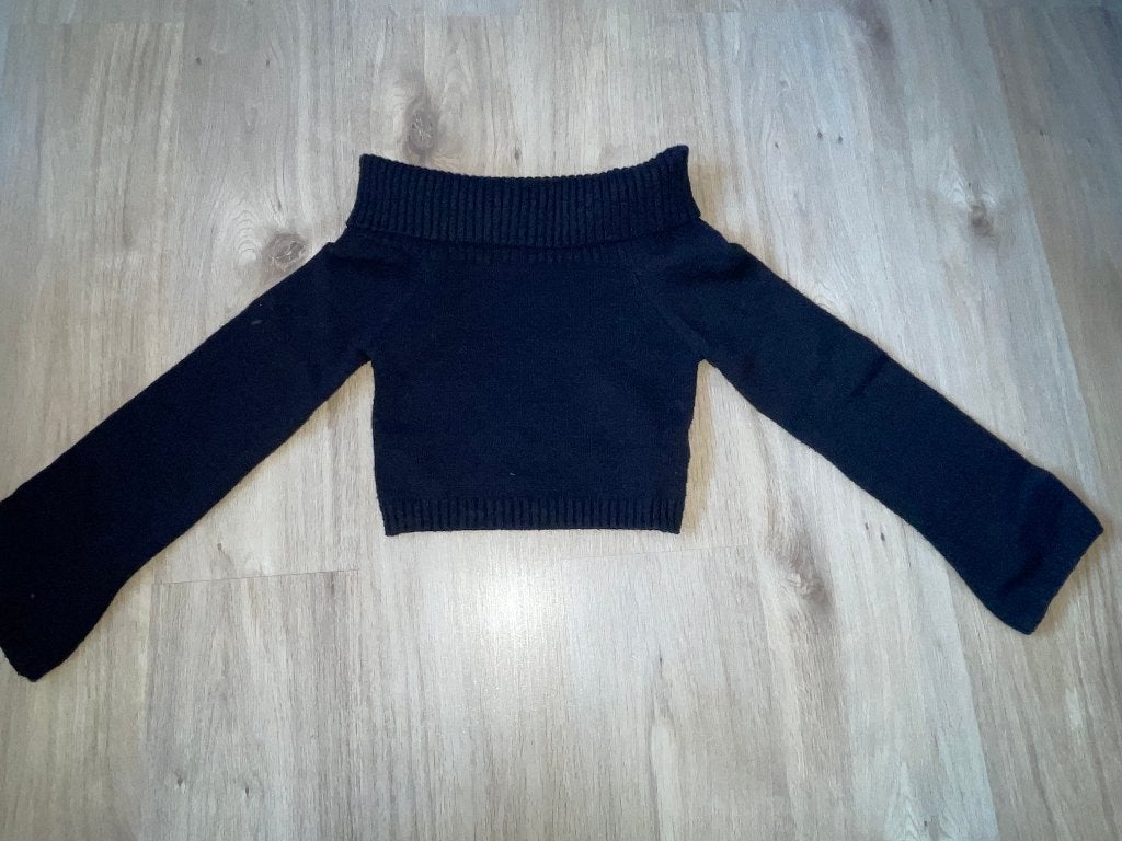 Zgan cropped boothals top/ trui, Maat 38/40 (M), Zwart, Ophalen of Verzenden, Zo goed als nieuw