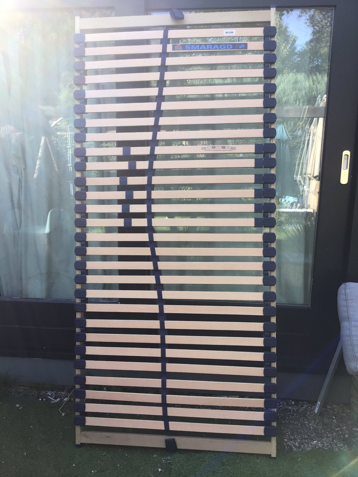 Lattebodem - berkenhout - 90x200 verstelbaar verend, Ophalen, Gebruikt, 90 cm, Eenpersoons