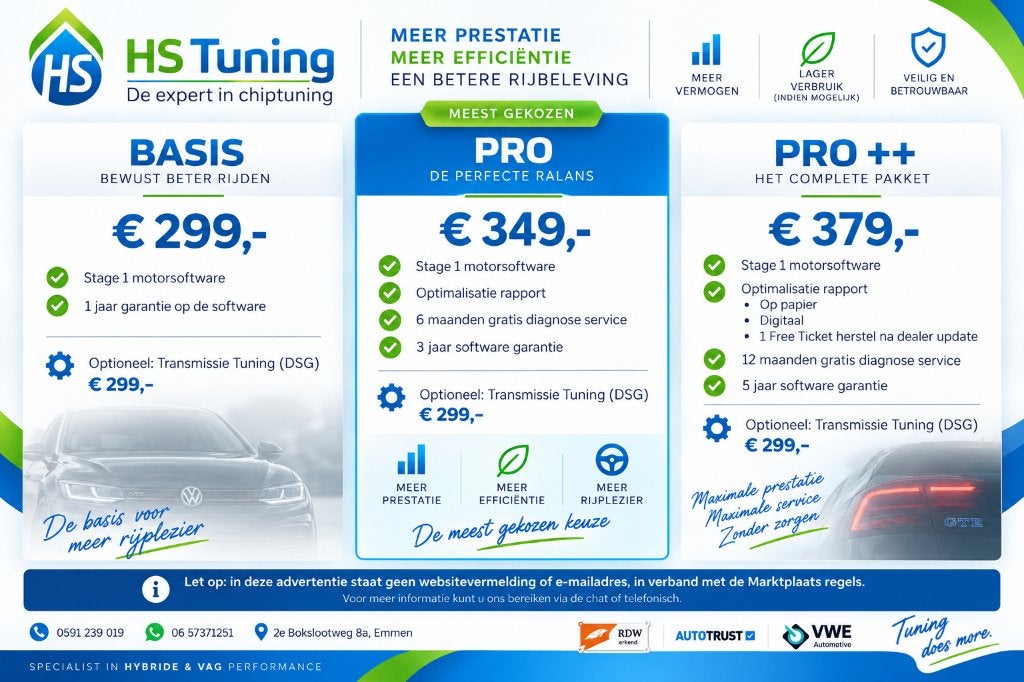 Chiptuning Stage 1 op maat | Meer PK & Koppel | DSG Tuning, Ophalen