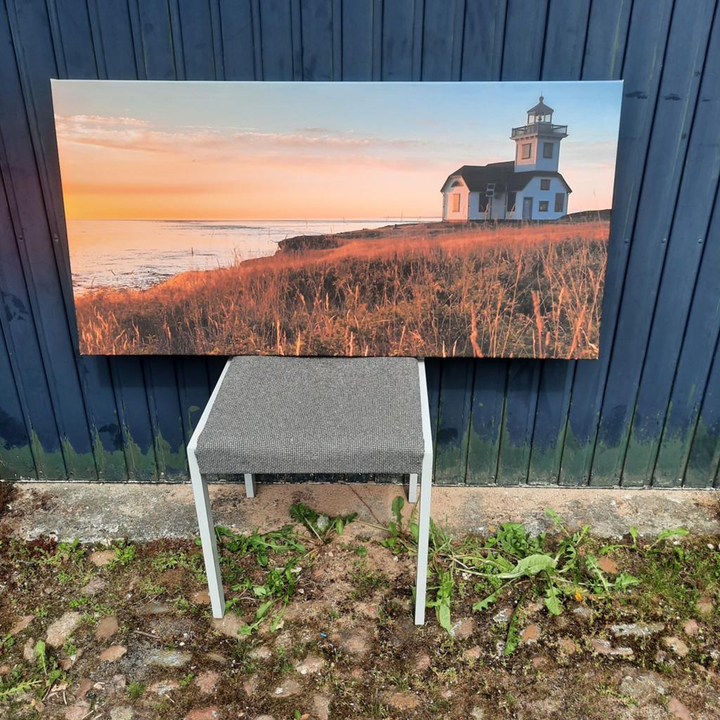 Schilderij zonsondergang met vuurtoren 120x60 cm, 50 tot 75 cm, Ophalen of Verzenden, Zo goed als nieuw, Schilderij