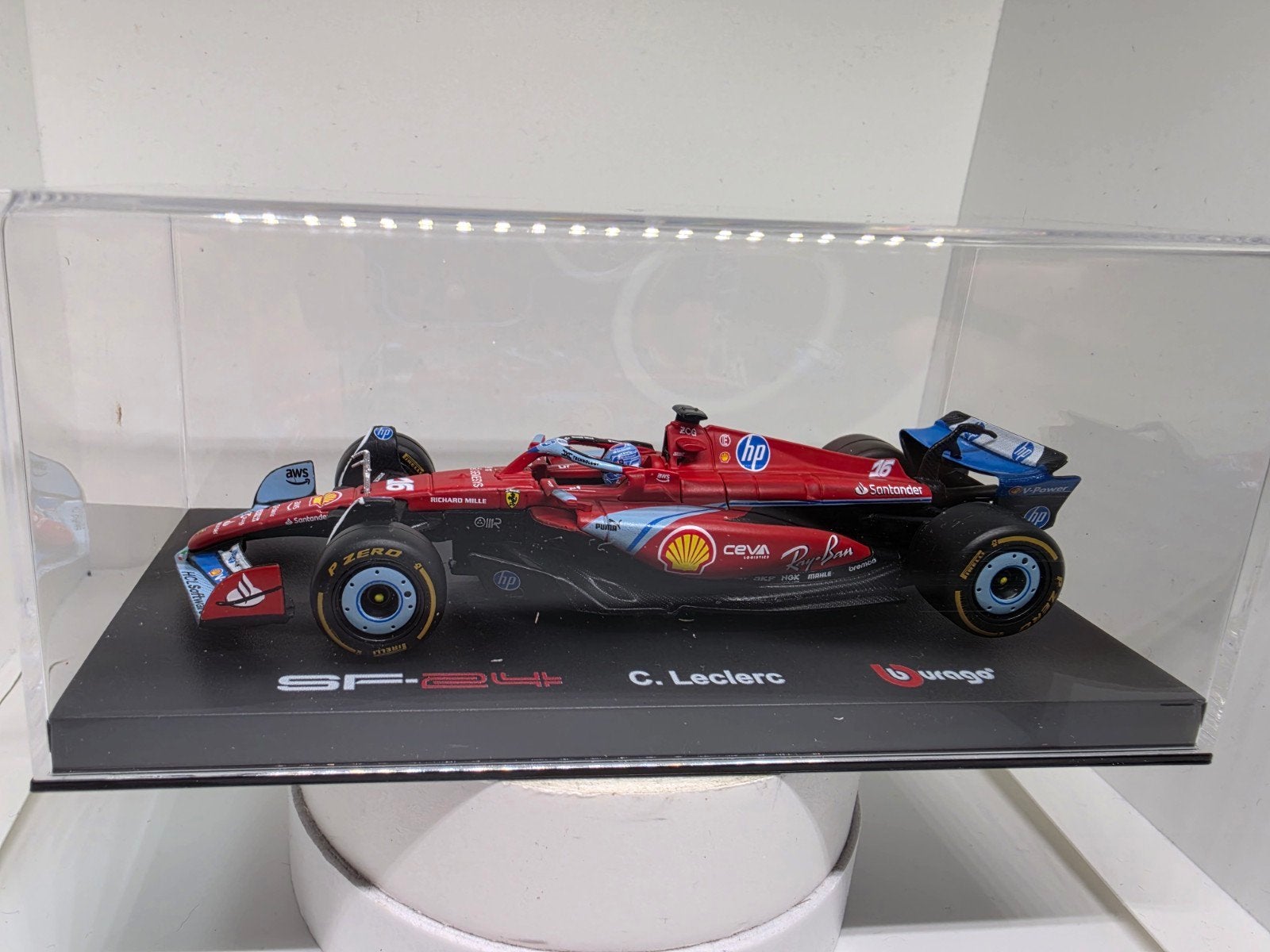 Burago Ferrari SF-24 Charles Leclerc Miami GP Luxe Editie, Hobby en Vrije tijd, Ophalen of Verzenden, Nieuw, Auto, Overige merken