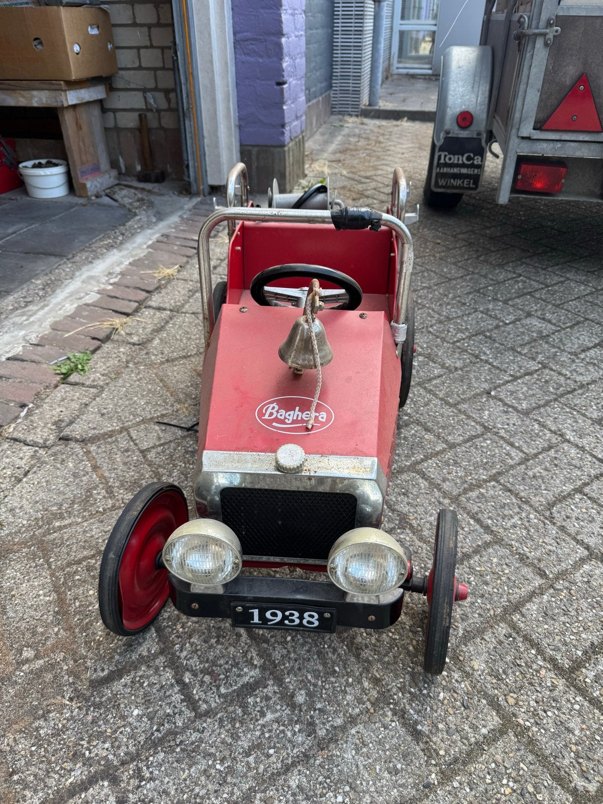 Baghera Brandweer Pedaalauto - Vintage Stijl Trapauto, Ophalen of Verzenden, Gebruikt