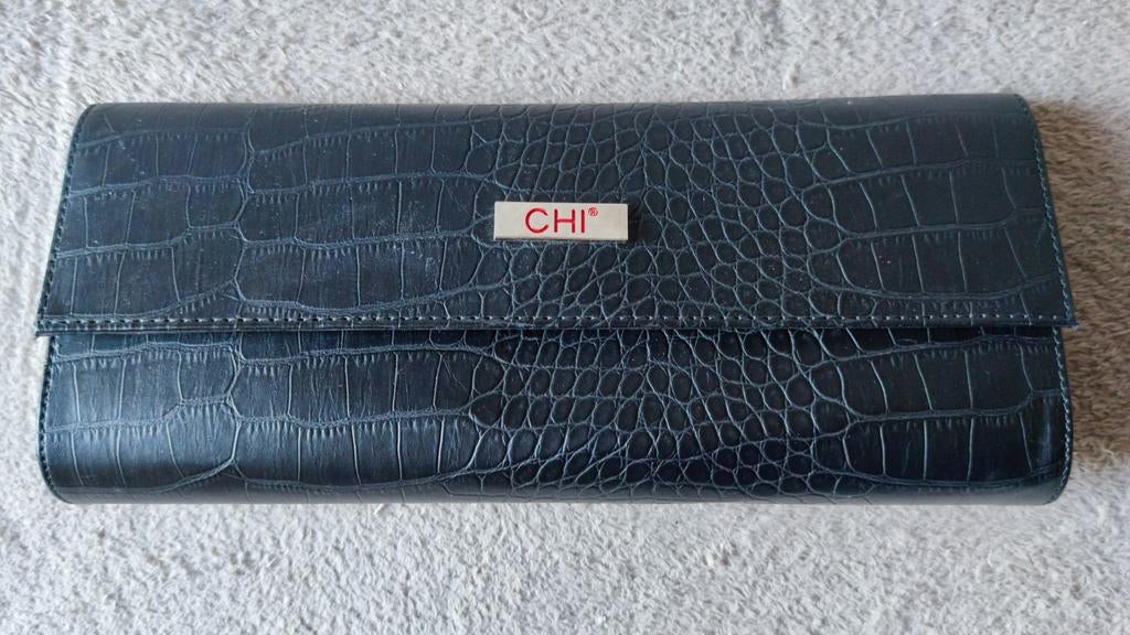 Elegante zwarte CHI clutch met krokodillenprint - 30x13cm, Zwart, Minder dan 40 cm, Minder dan 35 cm, Zo goed als nieuw