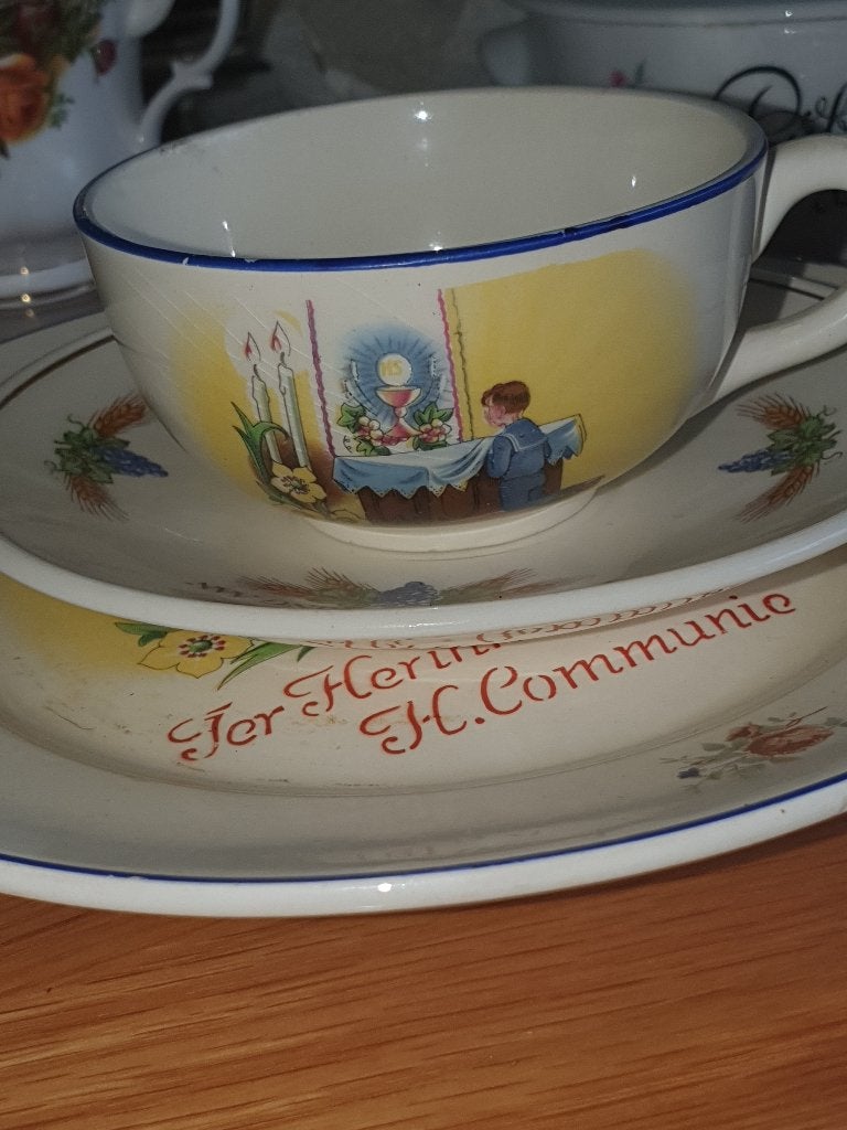zeer oud communie servies, Ophalen of Verzenden