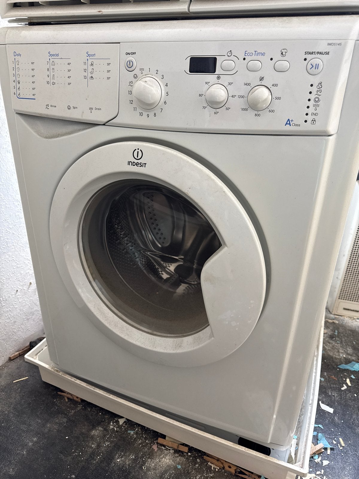 Indesit Wasmachine - A+ Klasse, Eco Time, Witgoed en Apparatuur, Wasmachines, Gebruikt, Voorlader, 6 tot 8 kg, 85 tot 90 cm, 1200 tot 1600 toeren