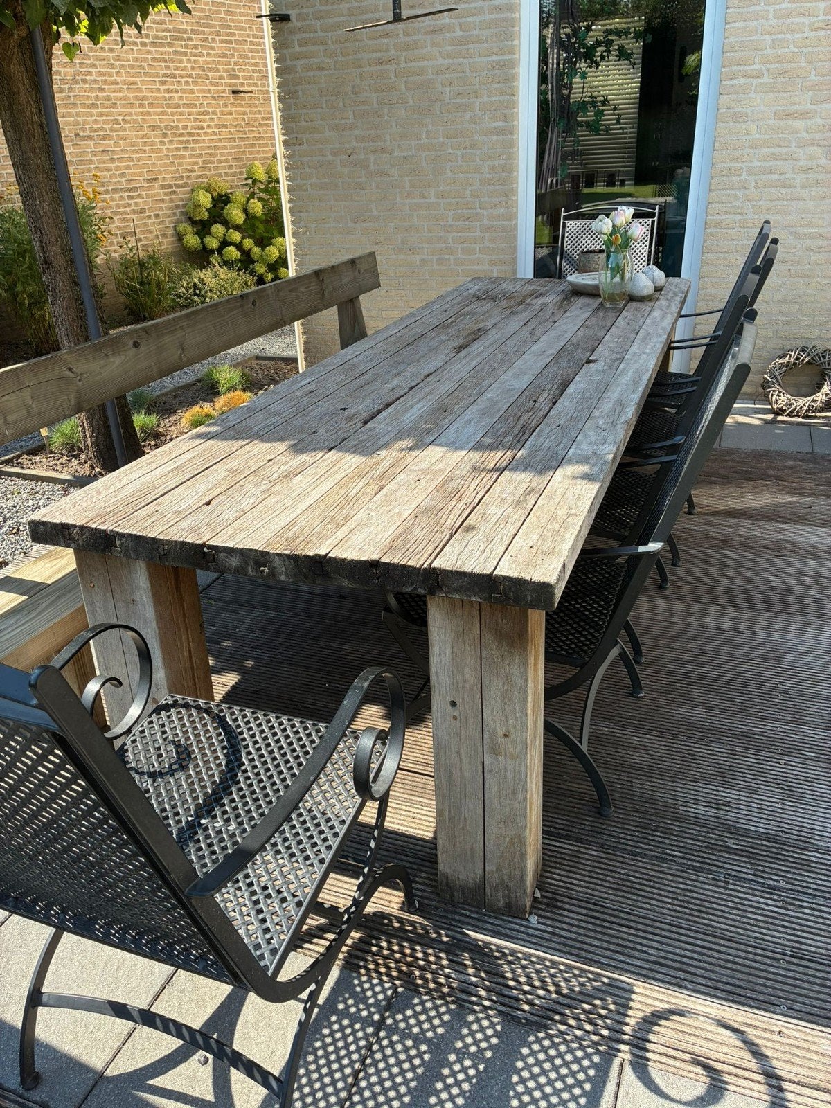 Robuuste Azobé Houten Eettafel - 280x100 cm, Tuin en Terras, Tuintafels, Ophalen, Rechthoekig, Hout