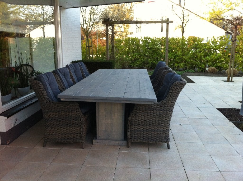 eettafel met midden poten dus geen obstakels, Ophalen, 100 tot 150 cm, Vijf personen of meer, Rechthoekig
