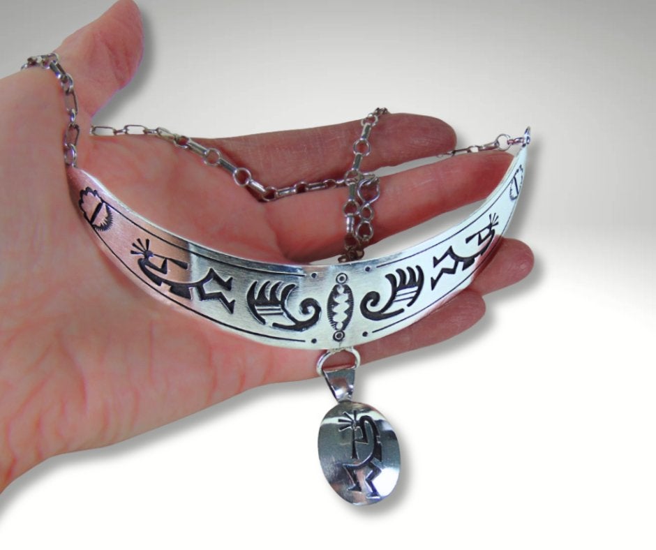 Zeldzame Tom Sam NAVAJO zilveren overlay Kokopelli ketting!, Met hanger, Verzenden, Zo goed als nieuw, X