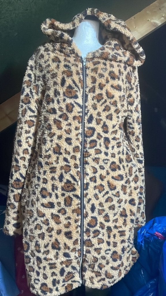 Nieuw! Lange Dames Teddy Jas met luipaardprint en Capuchon, Ophalen of Verzenden, Nieuw, Maat 46/48 (XL) of groter, Overige kleuren