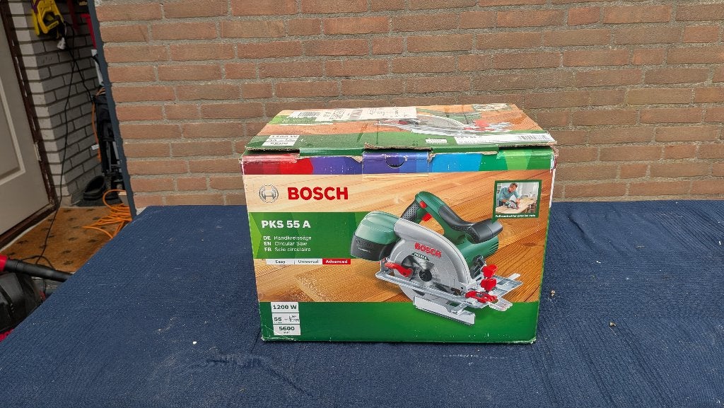 Bosch PKS 55 A Cirkelzaag + Extra Expert Crosscut Zaagblad, Ophalen, Gebruikt, Cirkelzaag, 30 tot 70 mm