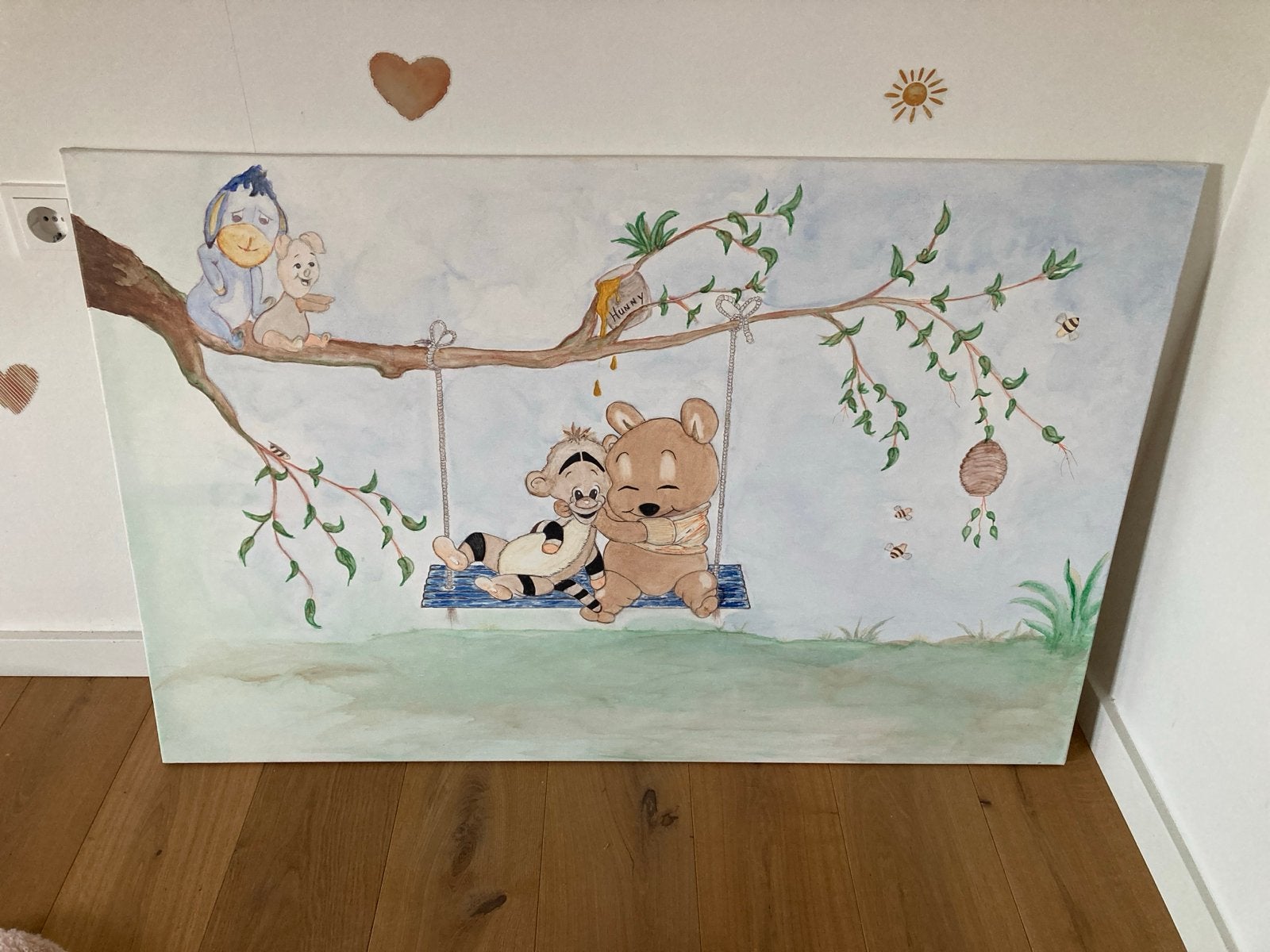 Canvas baby Winnie de Poeh en vriendjes, 50 – 75, Gebruikt, Ophalen of Verzenden, Schilderij