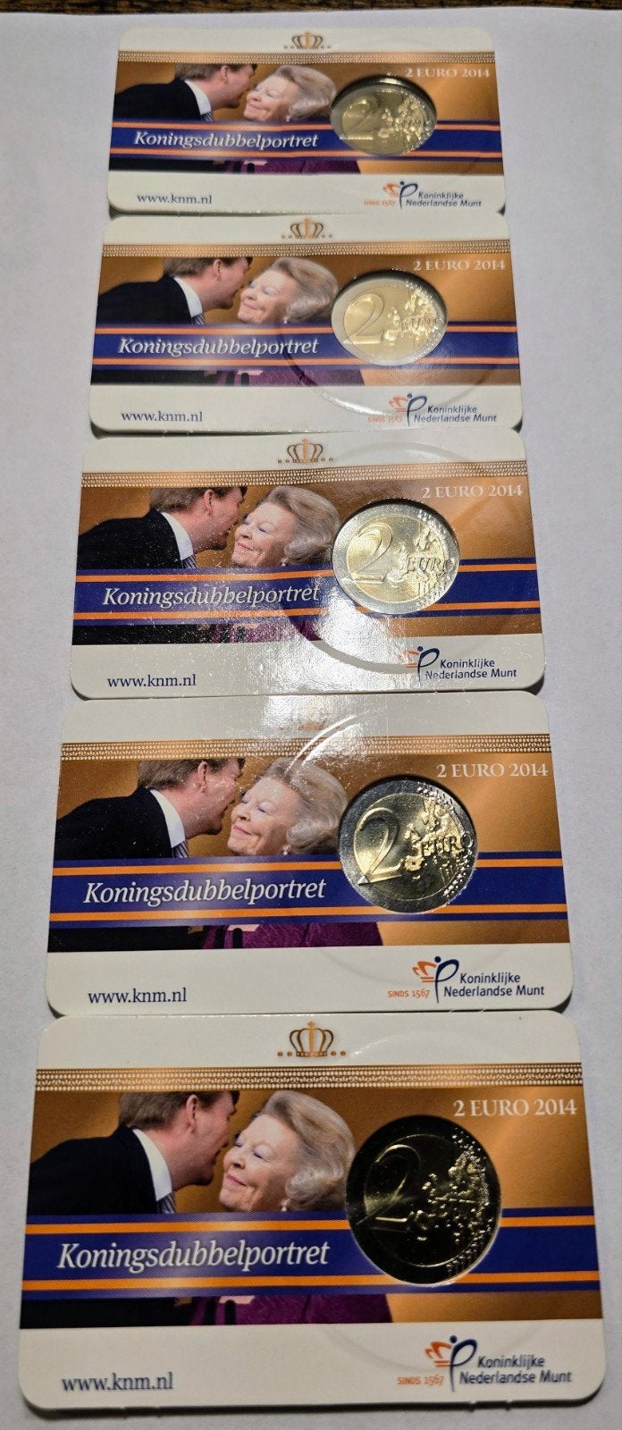 5 X, 2 Euro Koningsdubbelportret 2014 BU-kwaliteit, Ophalen of Verzenden, Koningin Beatrix, Euro's, Losse munt
