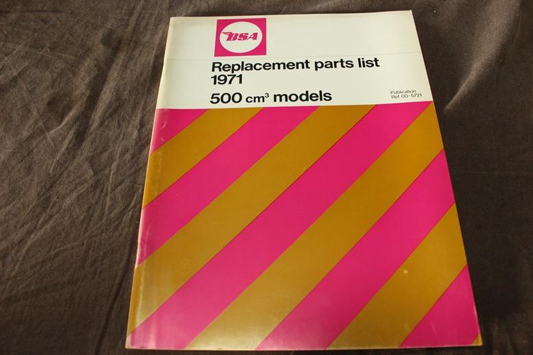 BSA 1971 500cc motorcycle parts list B50 T SS MX Gold Star, Ophalen of Verzenden, Overige merken
