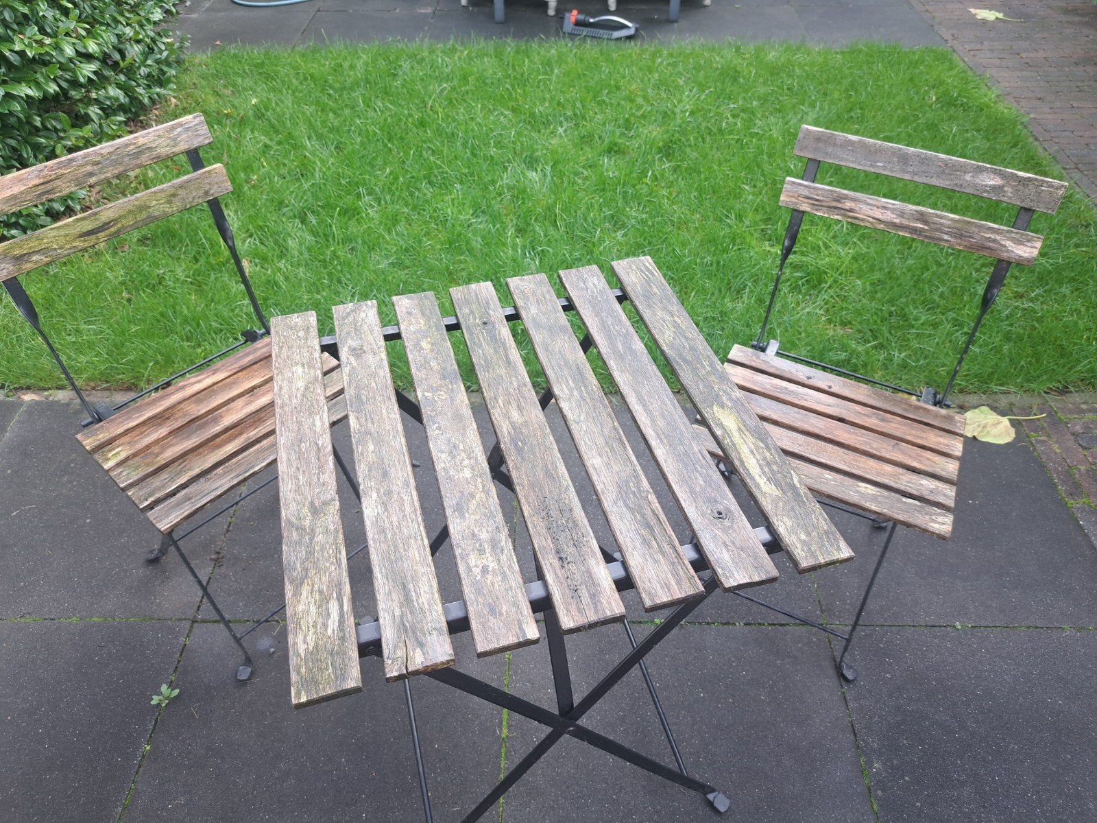 Compact houten tuinsetje voor balkon of kleine tuin, Gebruikt, Tuinset, Hout, Eettafel