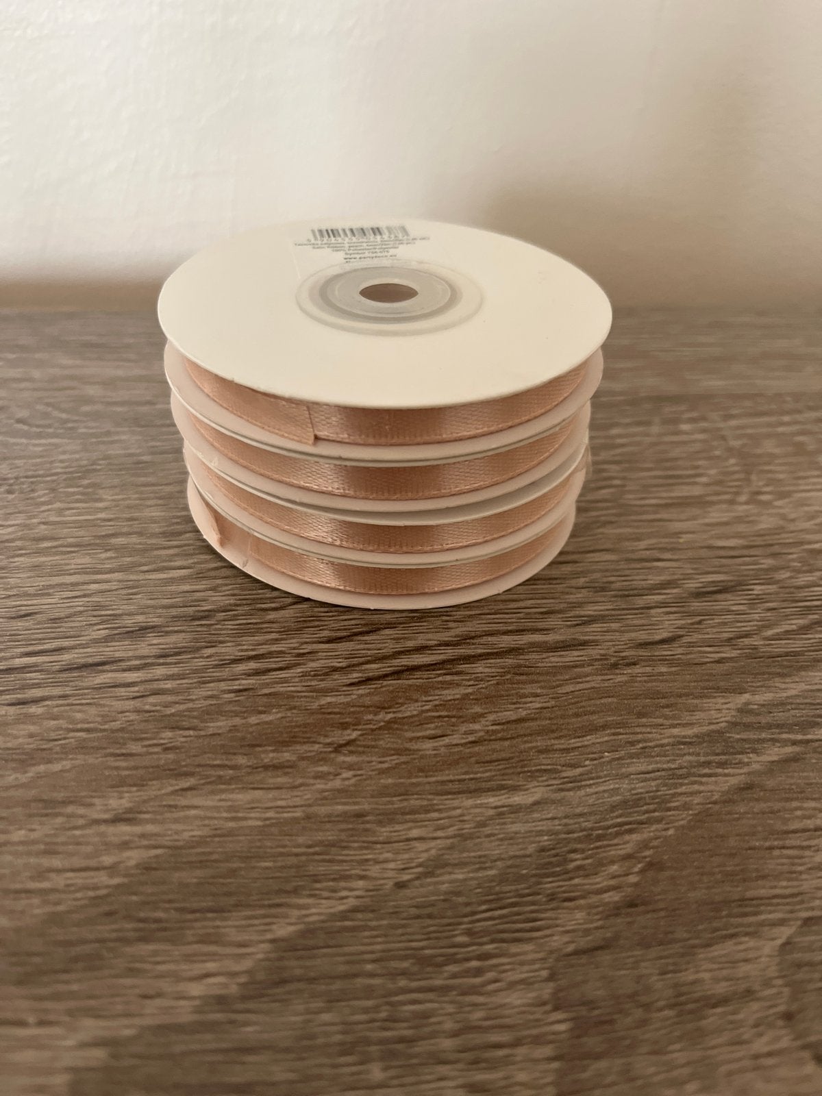 Satijn lint 4 rollen, perzik kleur, 6mm x 23m, Oranje, Overige thema's, Textiel, Nieuw