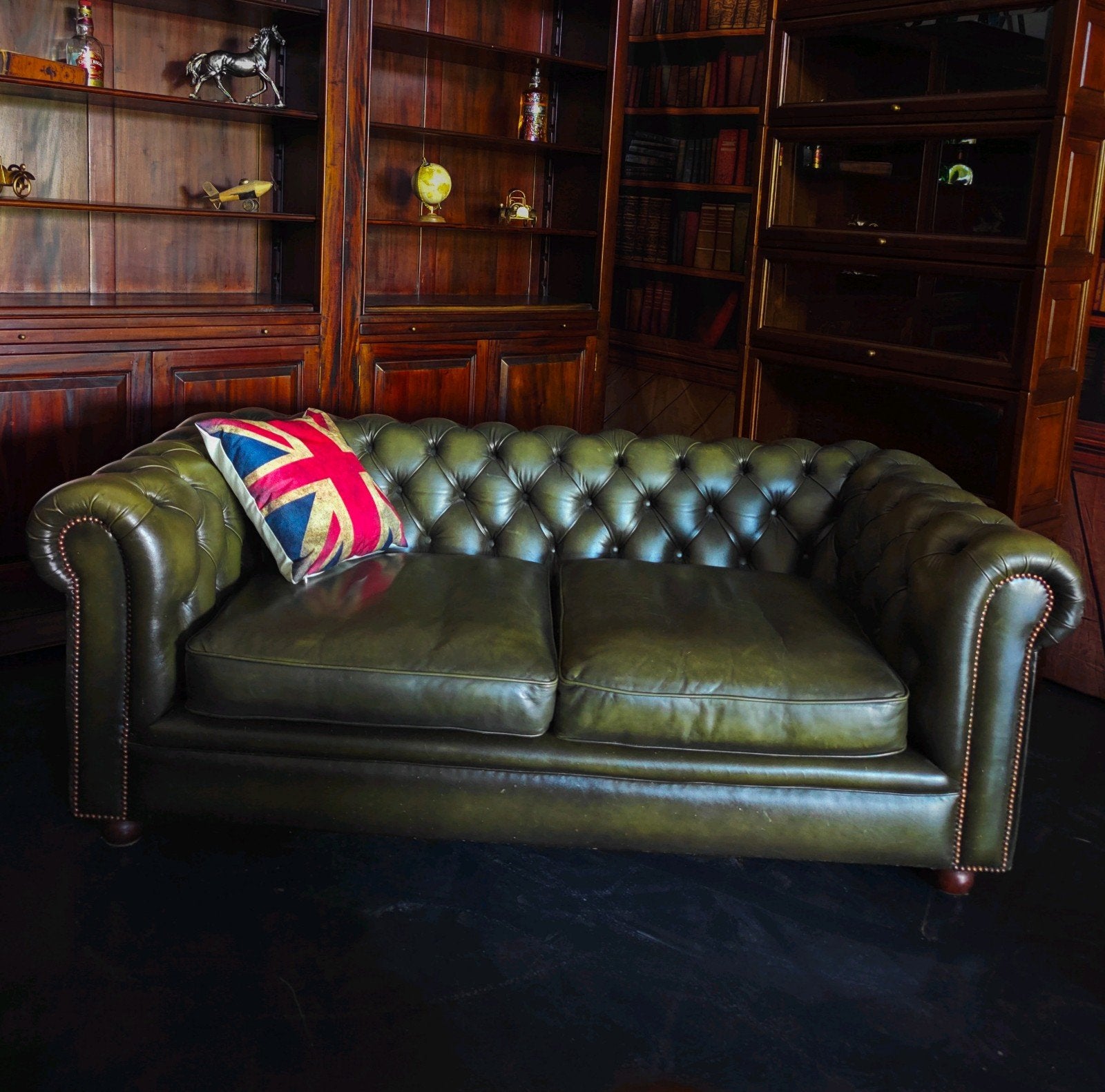 Antiek Groene Chesterfield  2,5 zits Bank, Gebruikt, Bollenmarkt 14c Zwaagdijk Oost, Treasure, 150 tot 200 cm
