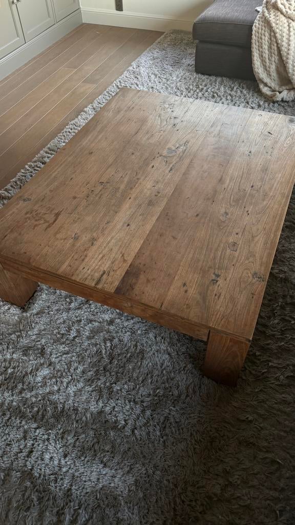 Houten rechthoekige salontafel, Huis en Inrichting, Tafels | Salontafels, Ophalen, 100 tot 150 cm, 50 tot 100 cm, Zo goed als nieuw