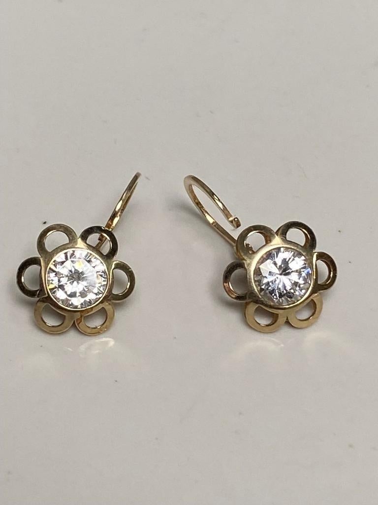 Geel gouden oorhangers steen, Sieraden, Tassen en Uiterlijk, Antieke sieraden, Verzenden, Goud, Oorbellen