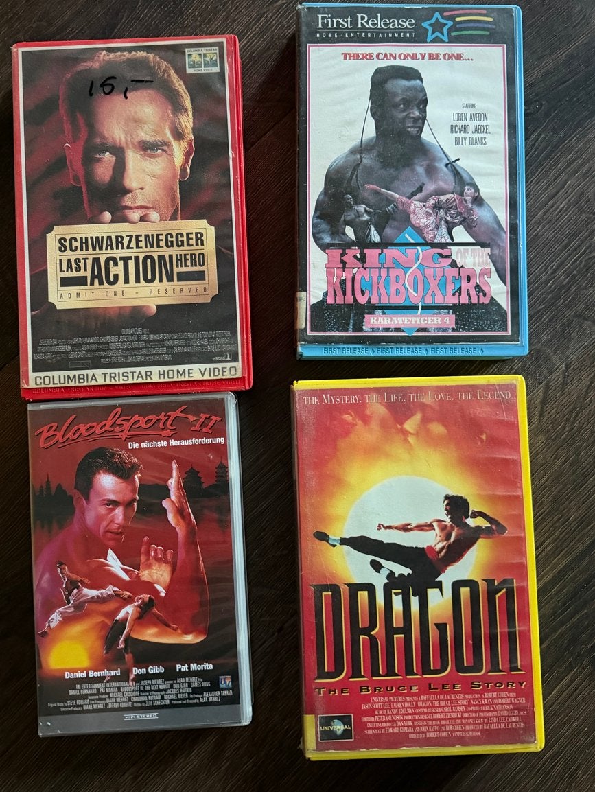 VHS rentals: Actie en Martial Arts (4 films), Cd's en Dvd's, Vanaf 16 jaar, Ophalen of Verzenden, Actie en Avontuur, VHS