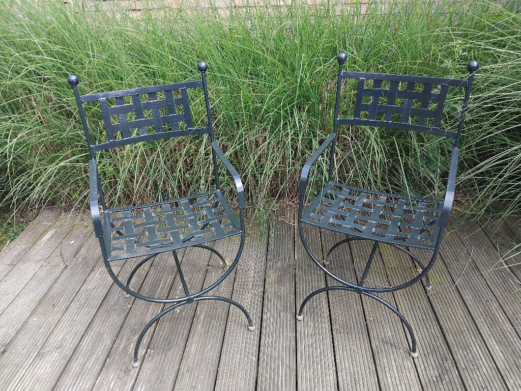 Mooie set gietijzeren stoelen, Ophalen, Gebruikt, Metaal
