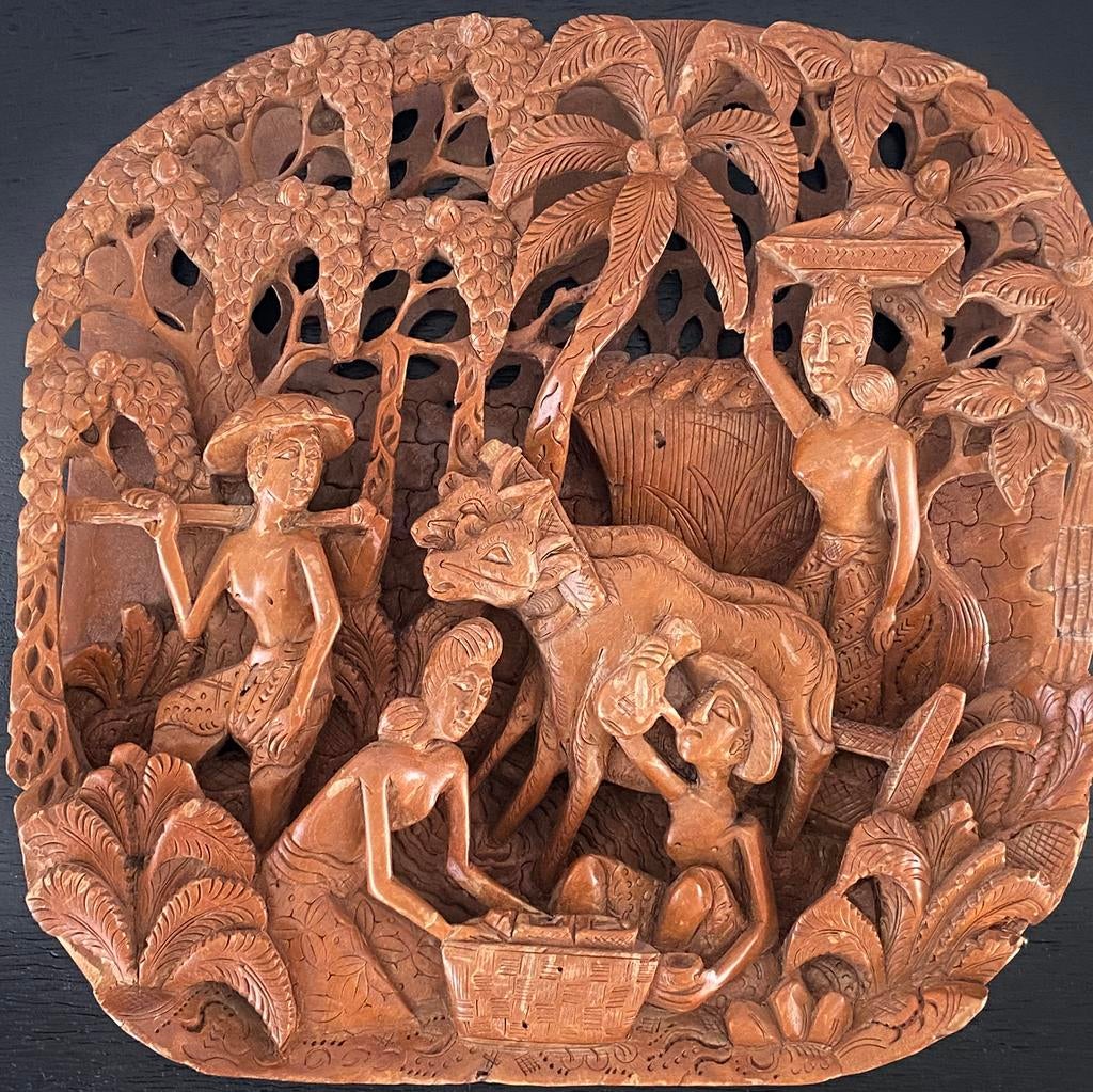 Houtsnijwerk Bali Indonesië  -handmade-, Antiek en Kunst, Ophalen of Verzenden