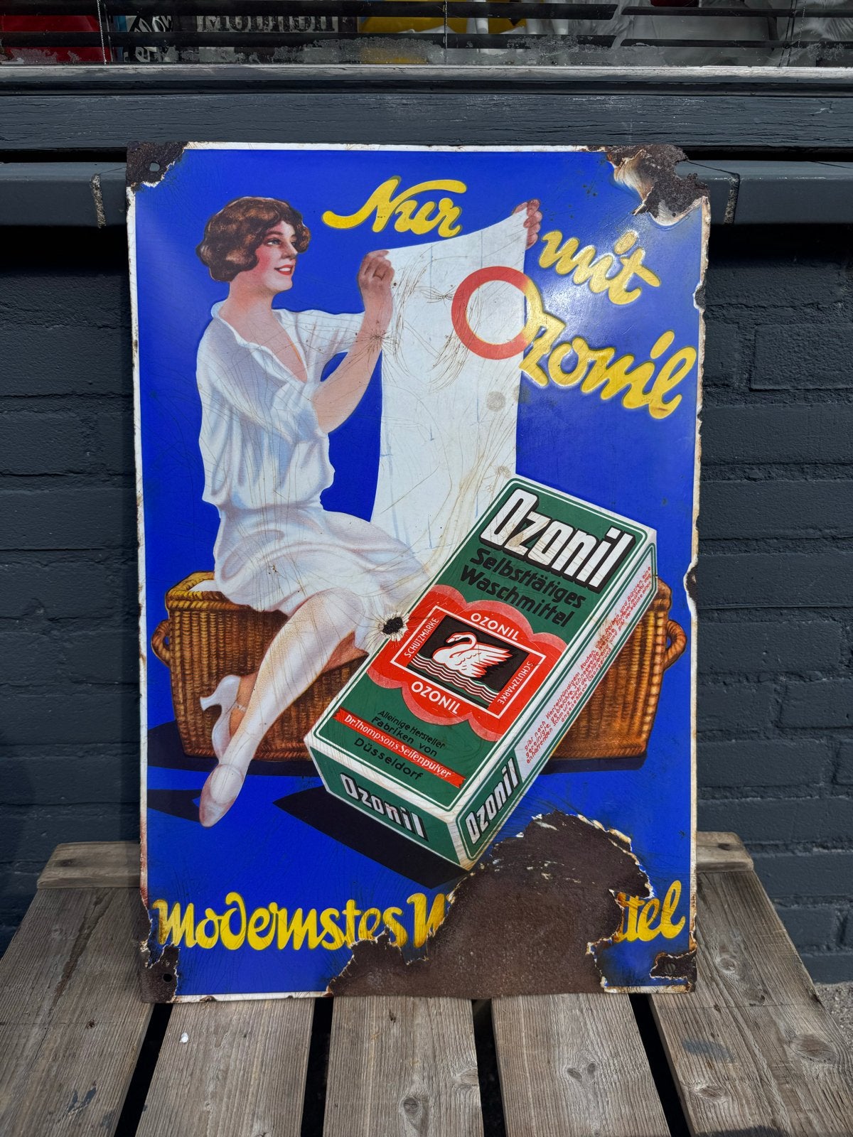 Vintage Ozonil Emaille Reclamebord - Zeldzaam!, Ophalen of Verzenden