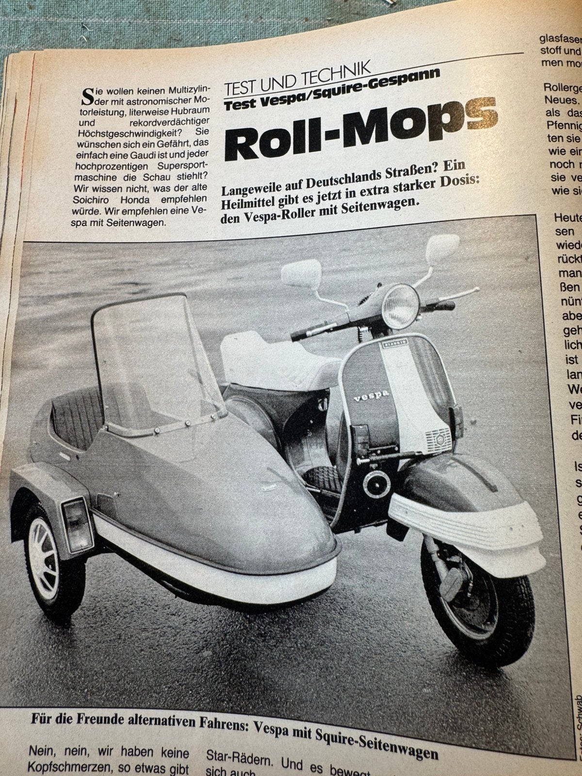 Test 1984 Vespa PX200E zijspan Squire PV1, Verzenden, Zo goed als nieuw, Motoren
