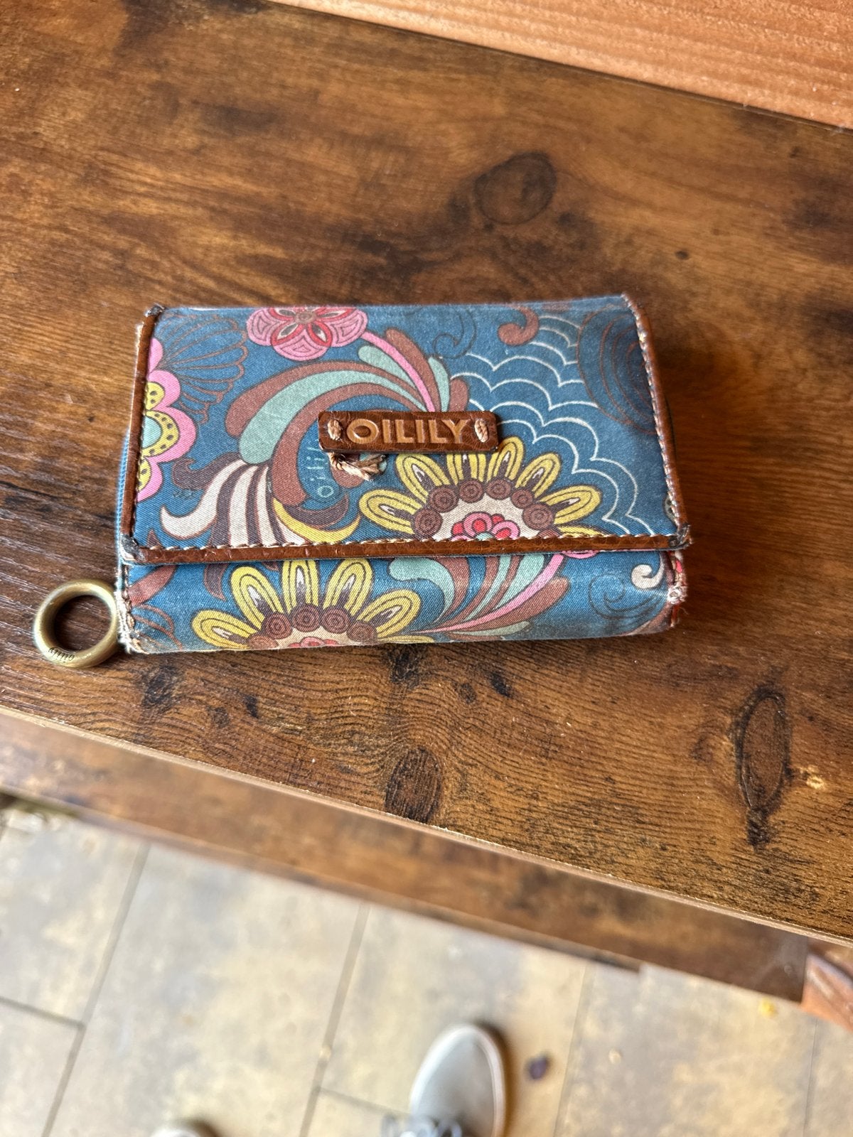 Oilily portemonnee met bloemenprint, Sieraden, Tassen en Uiterlijk, Portemonnees, Ophalen, Gebruikt, Blauw, Oilily