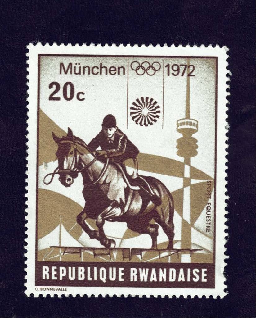 Fauna - Paarden - Rwanda - 20c - Munchen Ol.Sp. 1972 - pfr, Ophalen of Verzenden, Postfris, Dier of Natuur