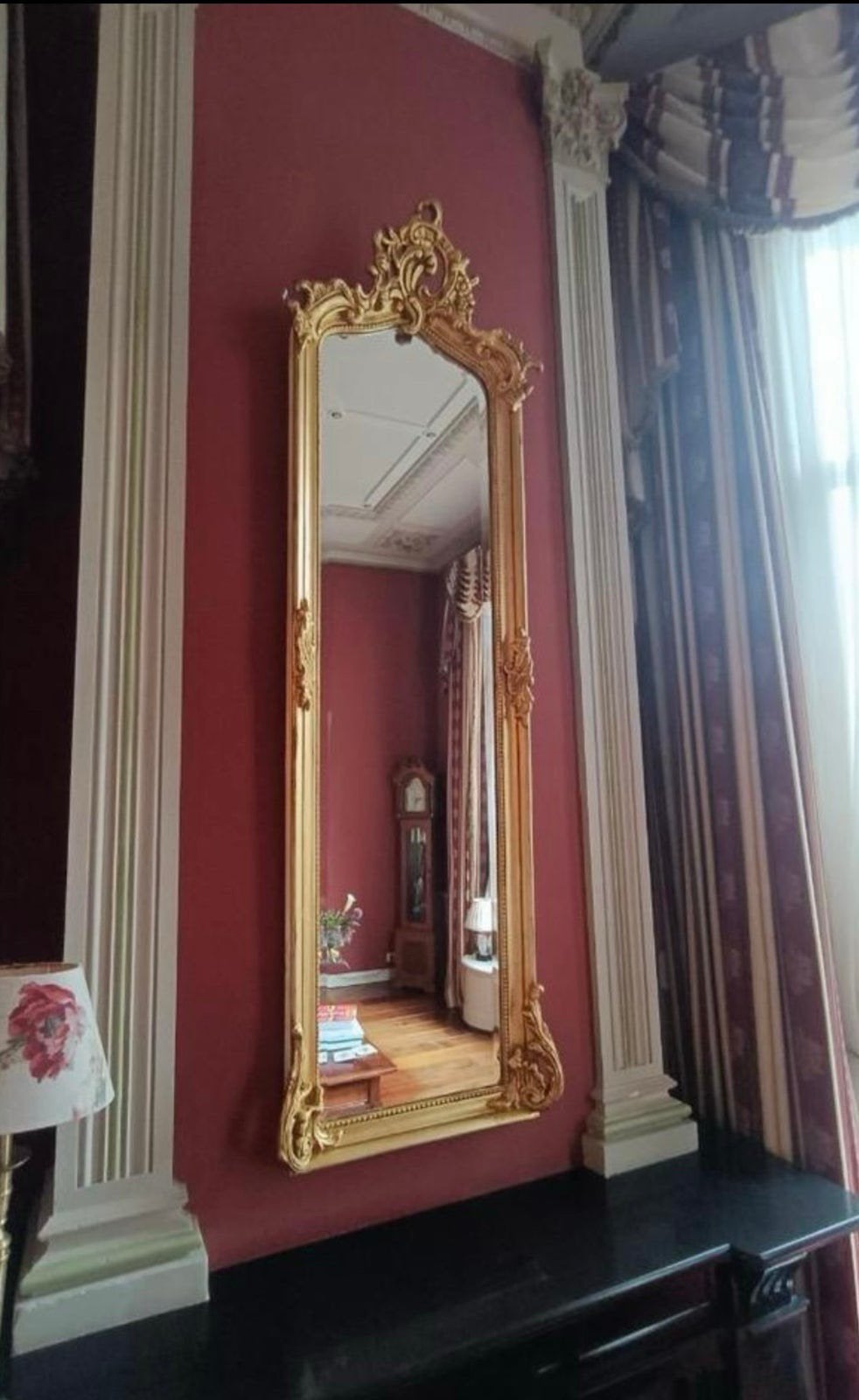 Prachtige antieke spiegel 175 x 50, Ophalen of Verzenden, Rechthoekig, Minder dan 50 cm, 150 tot 200 cm
