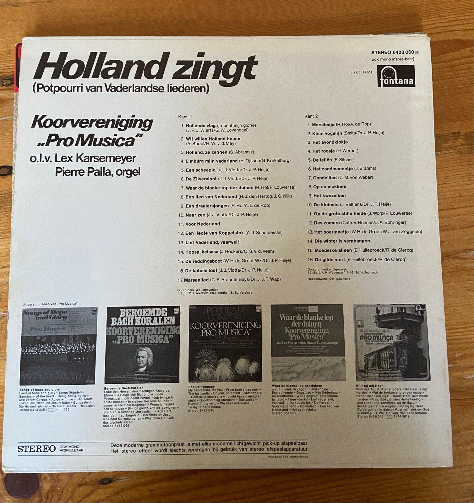 Holland Zingt - Koorvereniging Pro Musica (LP), Gebruikt, Ophalen of Verzenden, Volksmuziek, Inclusief doosje