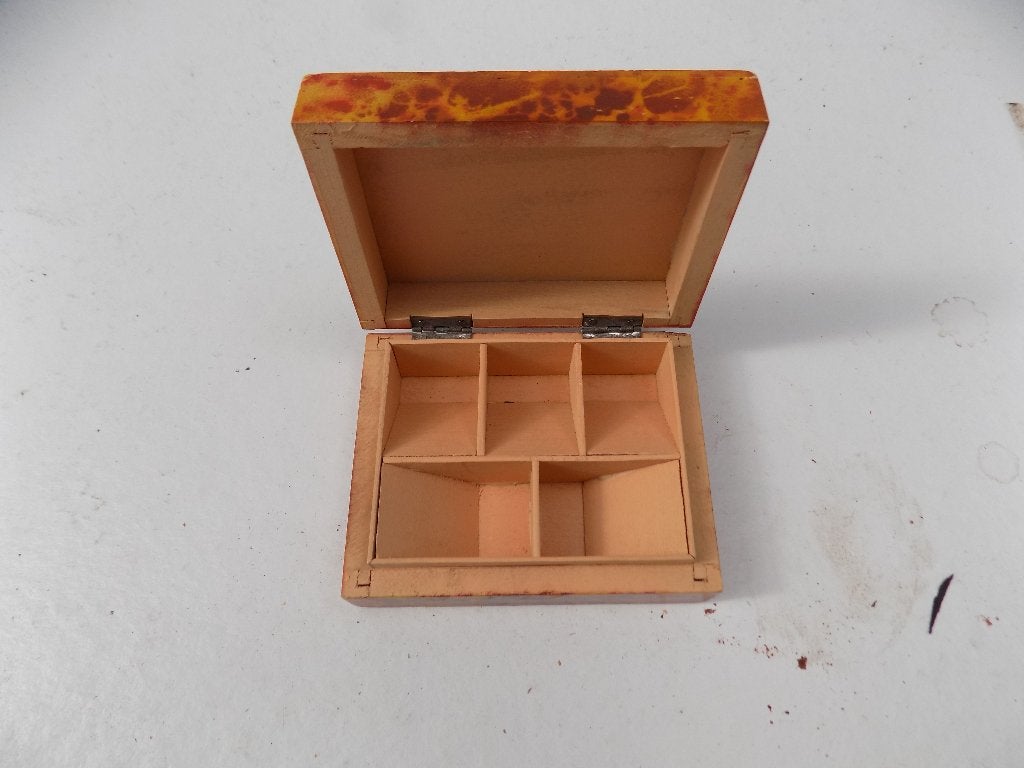Postzegeldoosje vintage jaren 60 sixties bureauaccessoire, Ophalen of Verzenden, Gebruikt, Hout