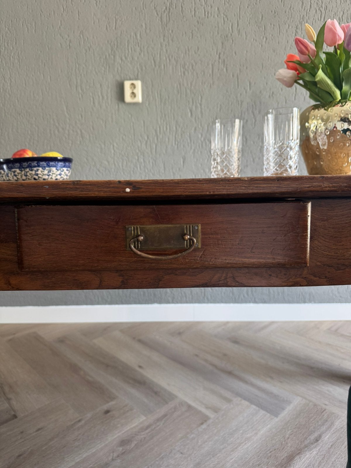 Antieke Franse boeren eettafel!, Ophalen, Eikenhout, 200 cm of meer, 50 tot 100 cm