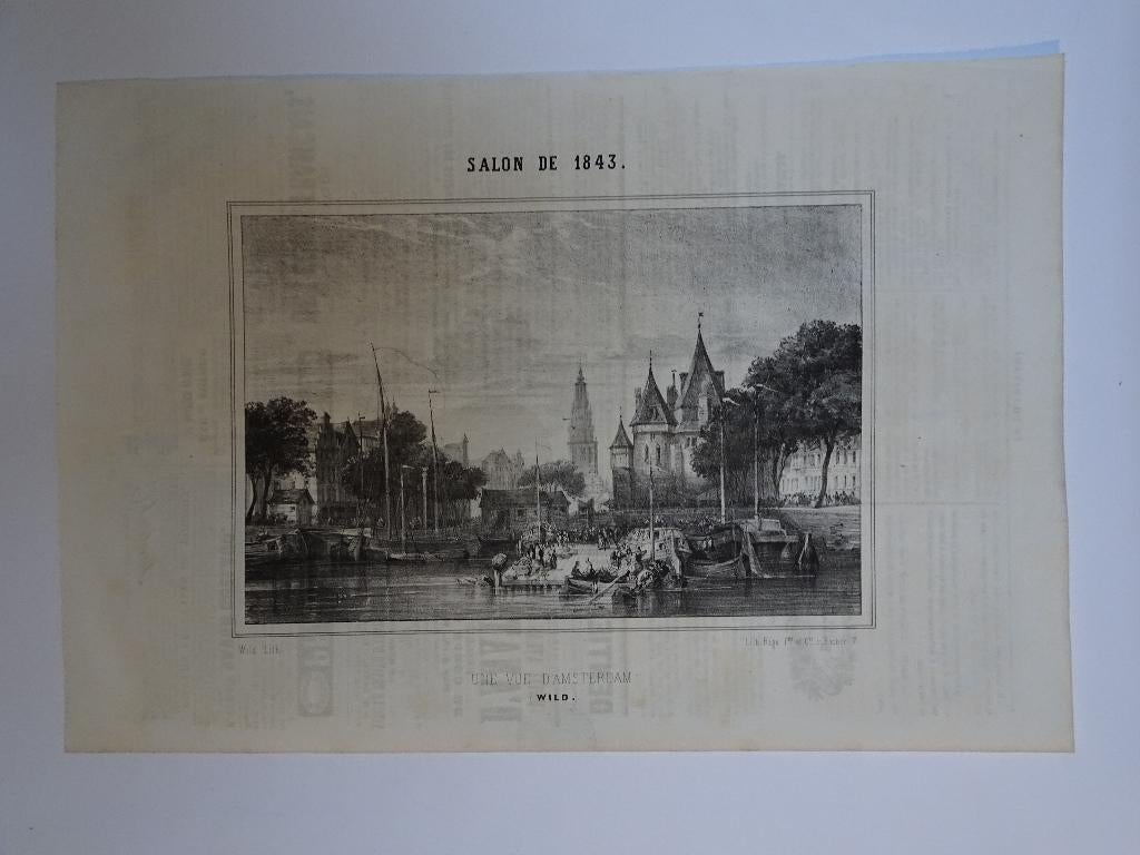 Litho Waag aan de Nieuwmarkt, door Wyld in Le Charivari 1843, Verzenden