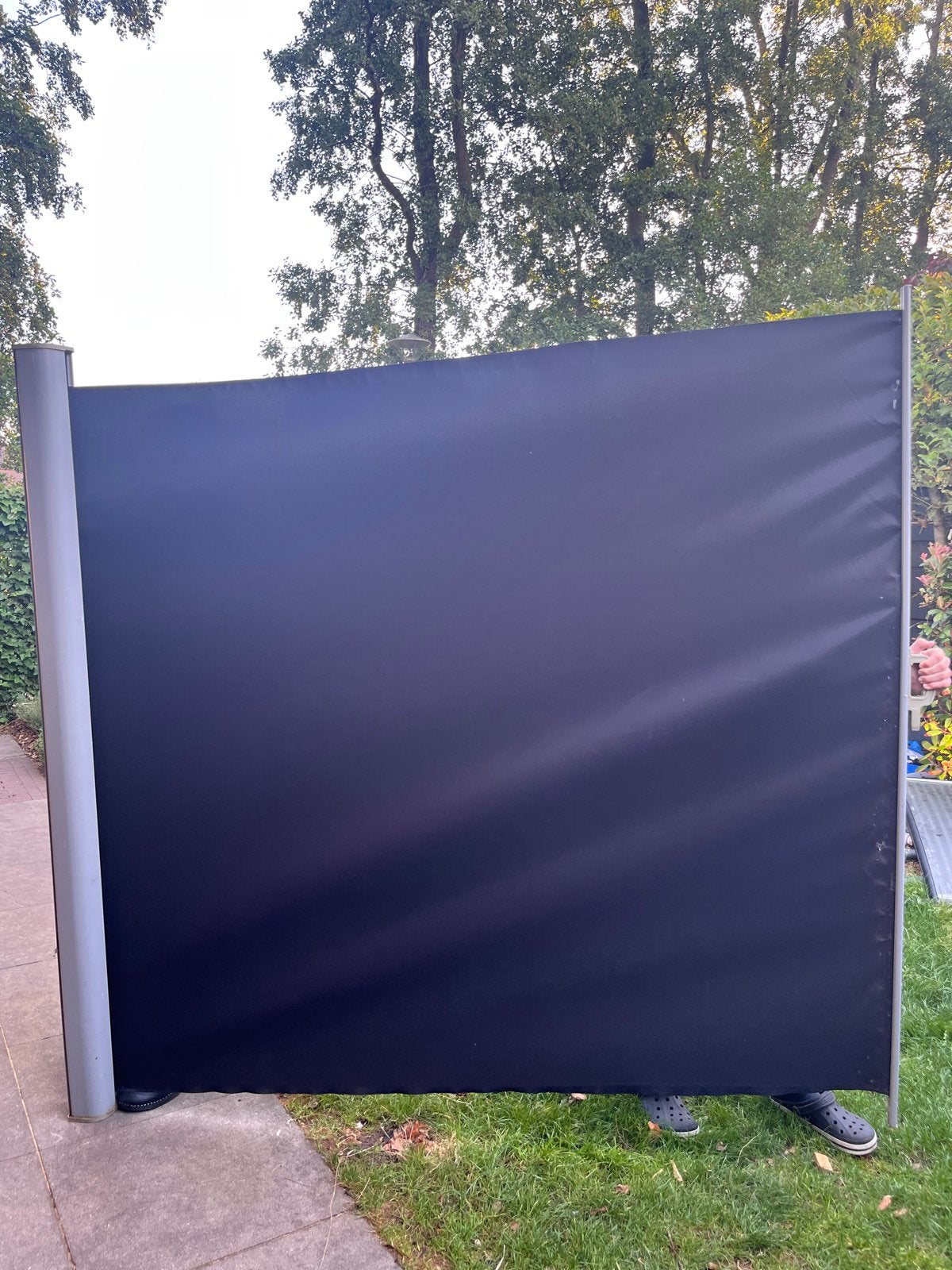 Antraciet windscherm - Uittrekbaar, Ophalen of Verzenden, Gebruikt, 200 cm of meer, 150 tot 200 cm